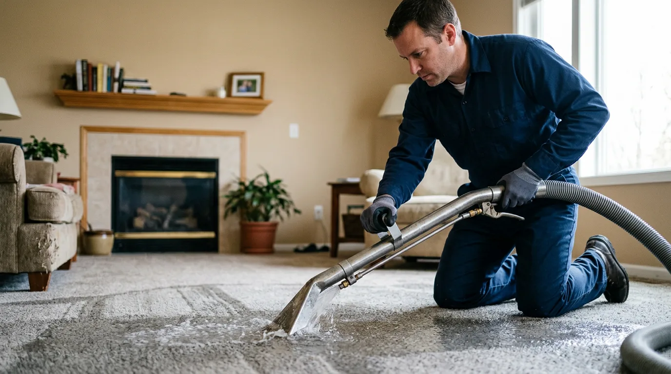 Water damage restoration technician working near Covington, PA
